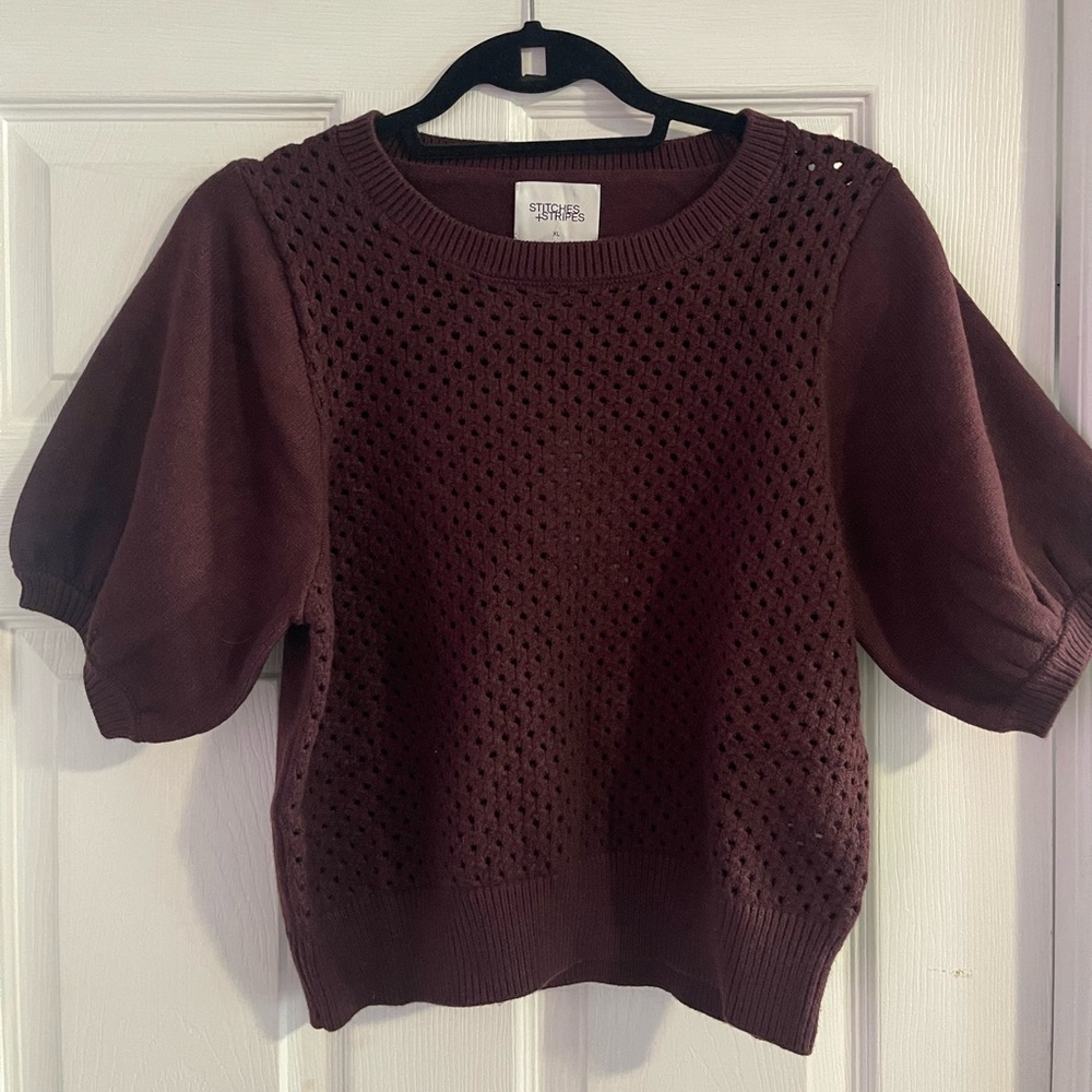 Stitches and stripes maroon sweater